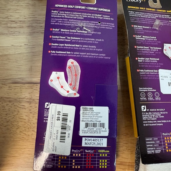 FootJoy Set of 3 ProDry 1 Junior and 2 Men's Golf Socks - Picture 3 of 5